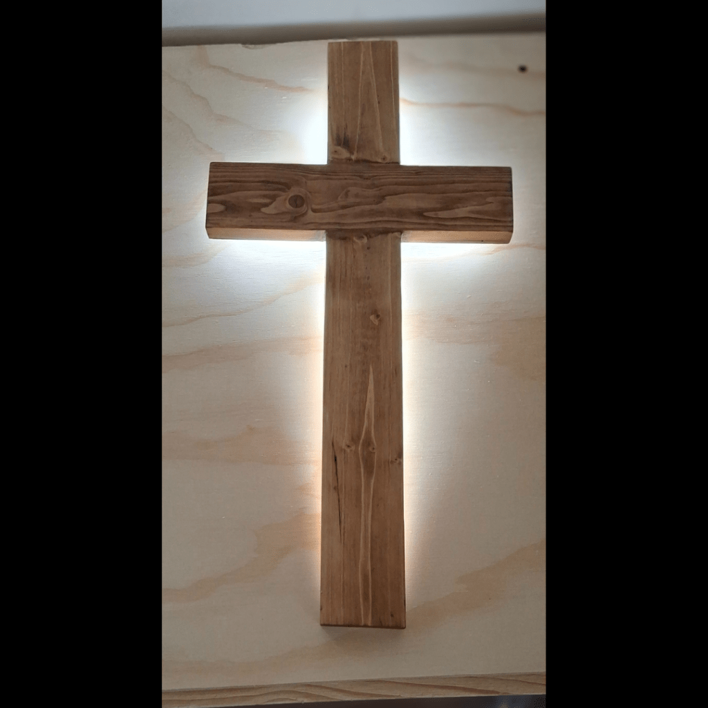 Illuminated Cross Woodcraft Spectrum 17 inch tall