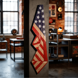 Handcrafted wooden American flag wall art, 4ft by 12in – Perfect patriotic decor