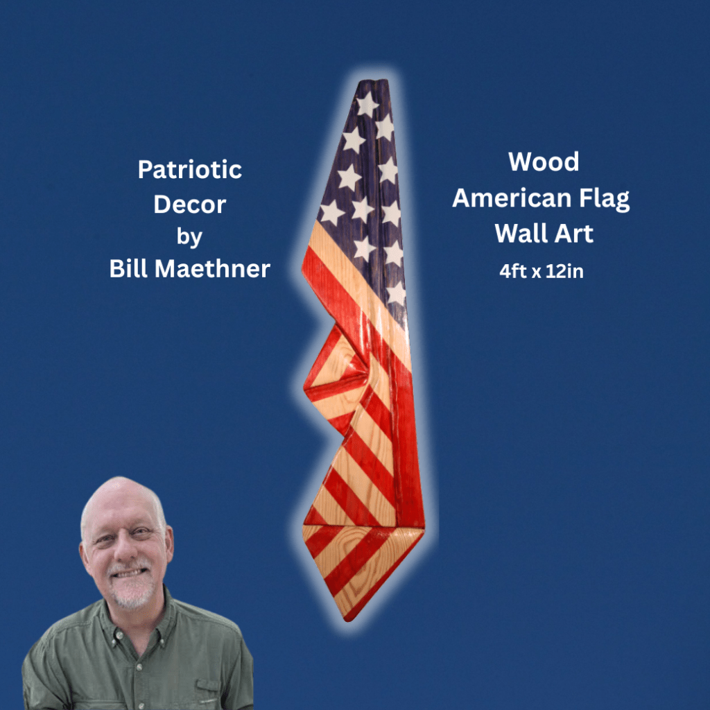 Wood American Flag Wall Art 4ft x 12in 22 Our Journey