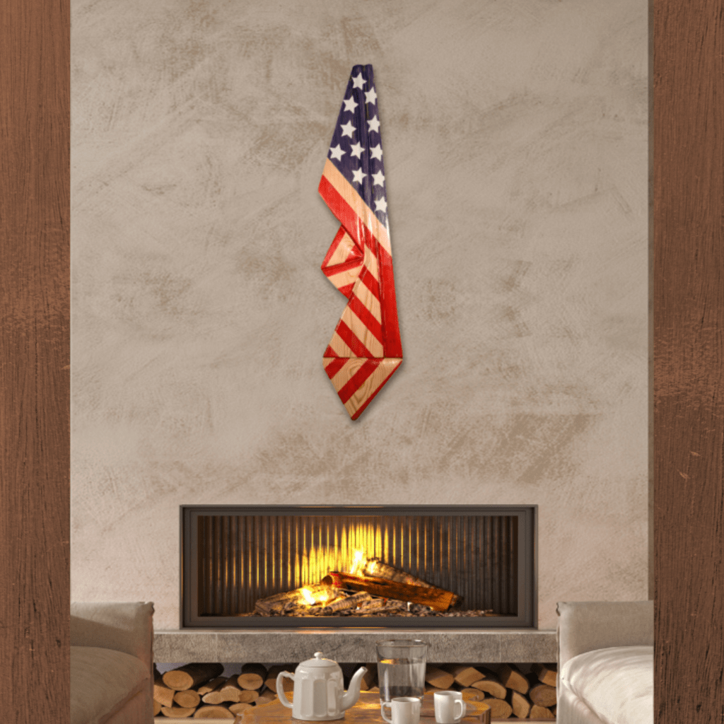 American-flag-wall-art fireplace